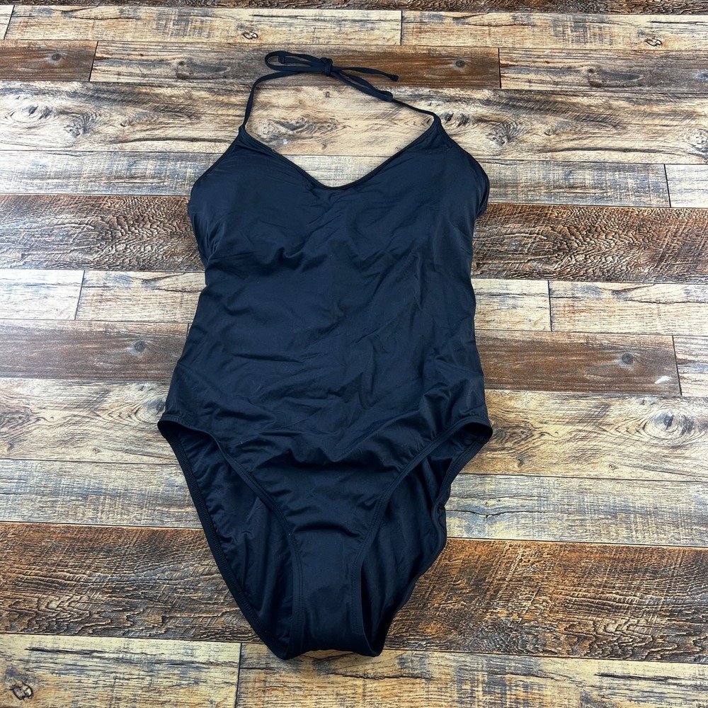 La Blanca Womens Swimsuit Island Goddess Underwire Strappy Lace Up Back Black 12